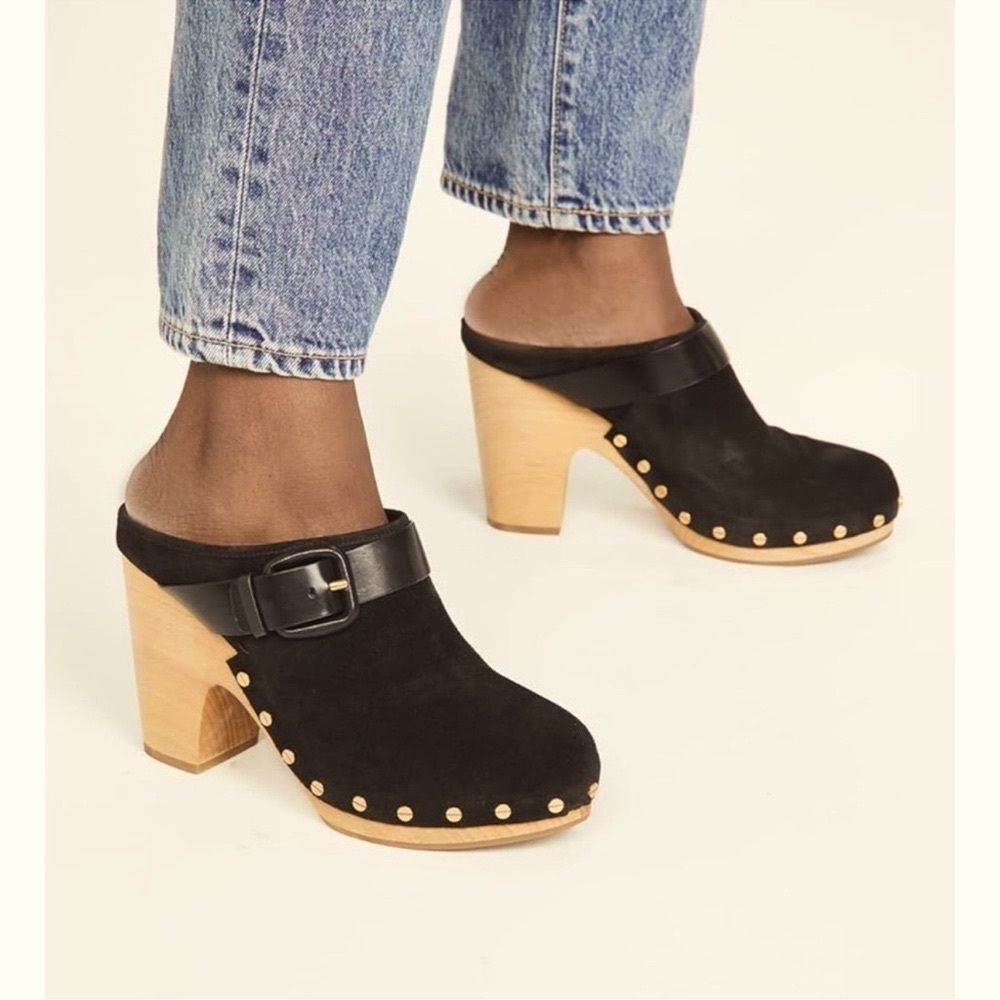 New VERONICA BEARD DACEY Buckle Clogs MULE PLATFORM Chocolate Brown SUEDE 9.5 - Picture 10 of 12